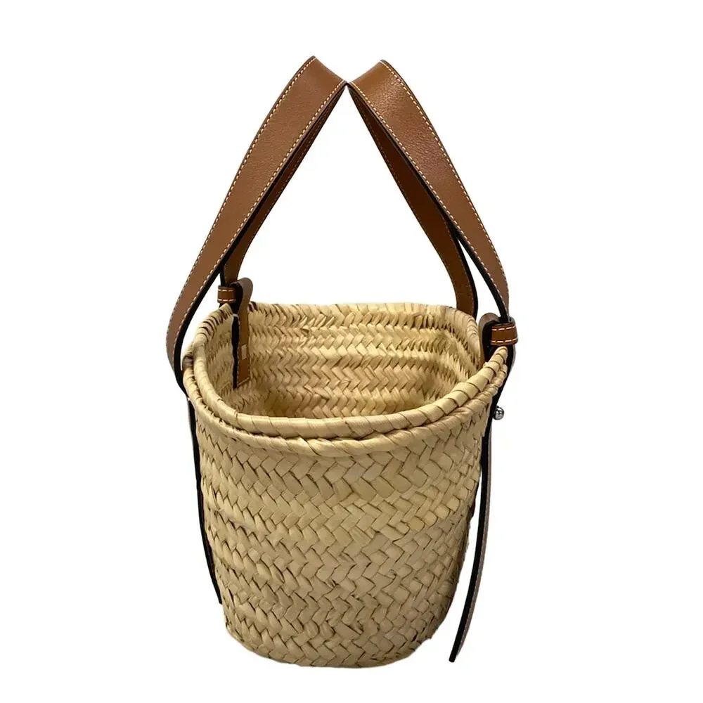 Loewe Basket Bag Small Tote Bag Natural (Beige) Tan (Brown) Palm Leaf Calf
